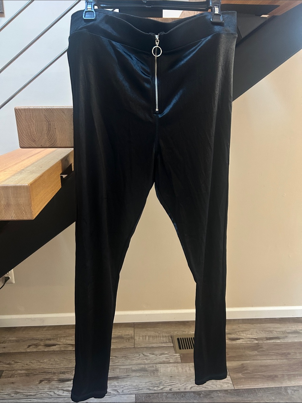 Topshop Black Zip-Front High Waist Leggings made in turkey